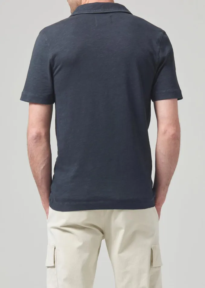 Citizens Of Humanity Malachi Slub Polo Washed Black Men Shirts
