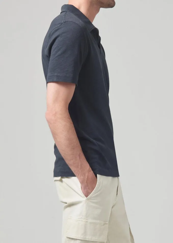 Citizens Of Humanity Malachi Slub Polo Washed Black Men Shirts