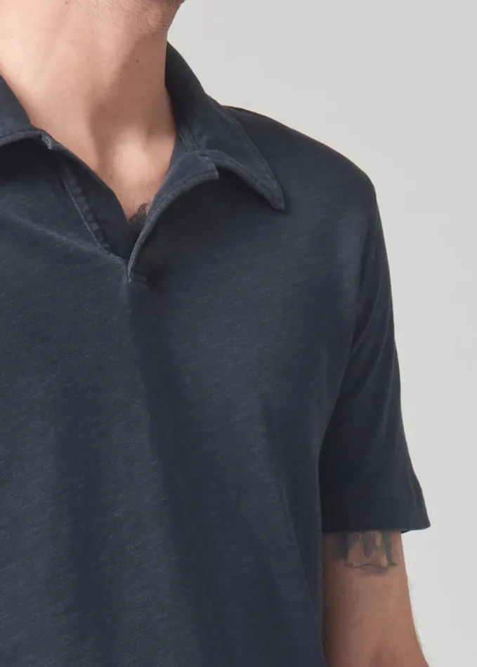 Citizens Of Humanity Malachi Slub Polo Washed Black Men Shirts