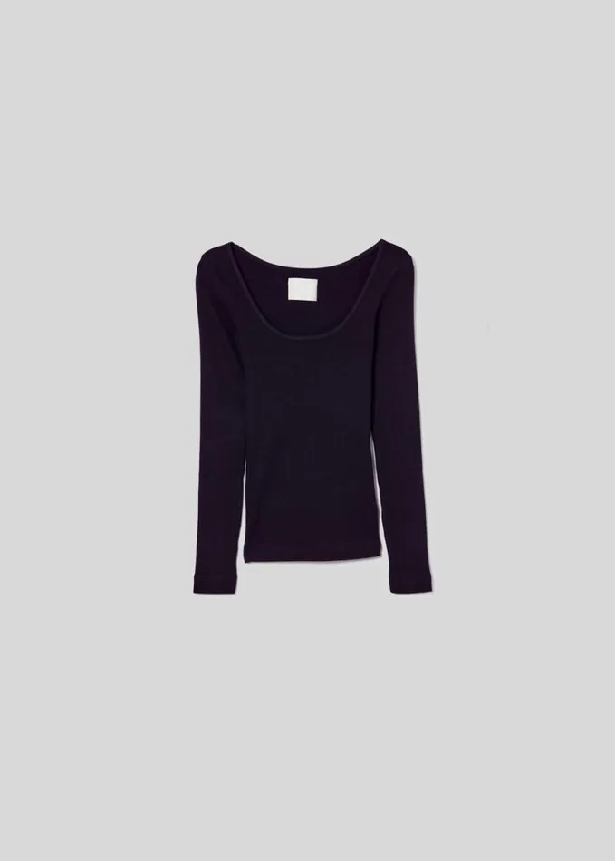 Citizens Of Humanity Margie Ballet Neck Long Sleeve Black Women Tops