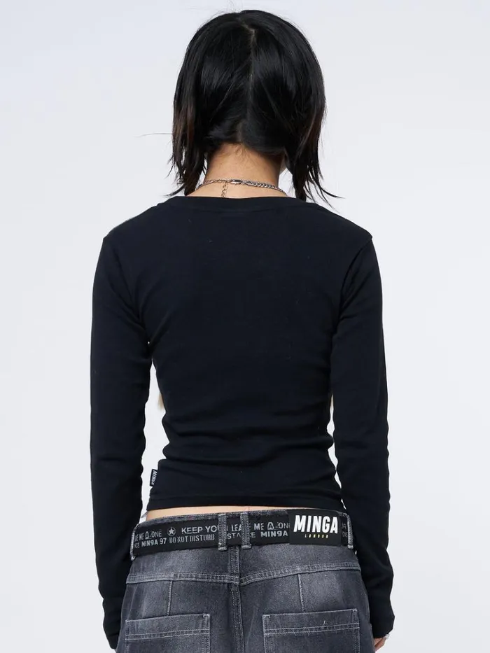 Clothing Abstrakt Black Green Graphic Top Minga London Long Sleeve Tops