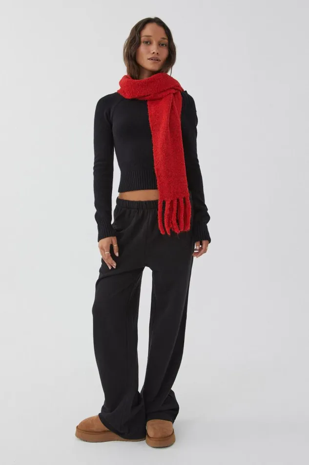 ClothingAccessories Supr Knitwear Bella Boucle Knit Scarf Scarlet Red