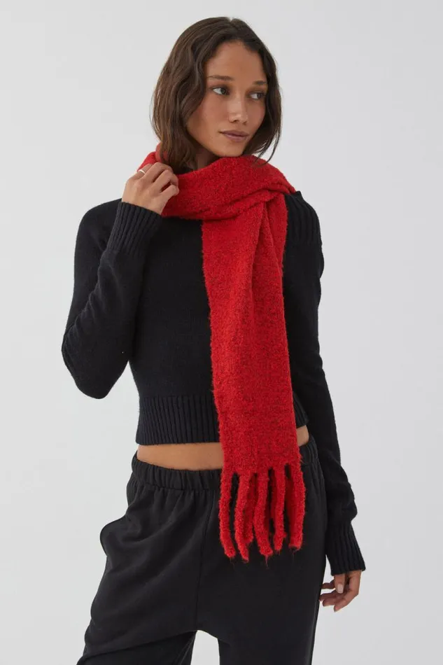 ClothingAccessories Supr Knitwear Bella Boucle Knit Scarf Scarlet Red ClothingAccessories Supr Knitwear Bella Boucle Knit Scarf Scarlet Red