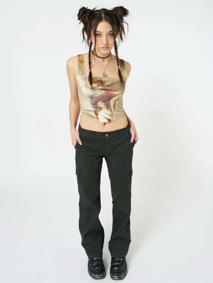Clothing Alpine Gold Velvet Corset Crop Top Minga London Crop Tops