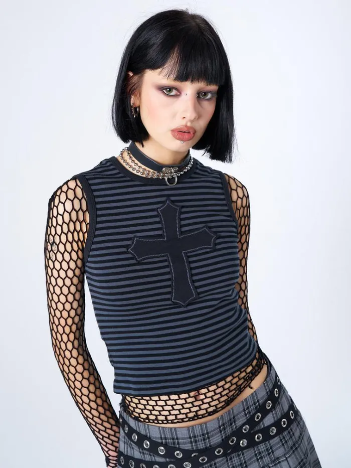 Clothing Anastasia Cross Striped Tank Top Minga London Tank Tops