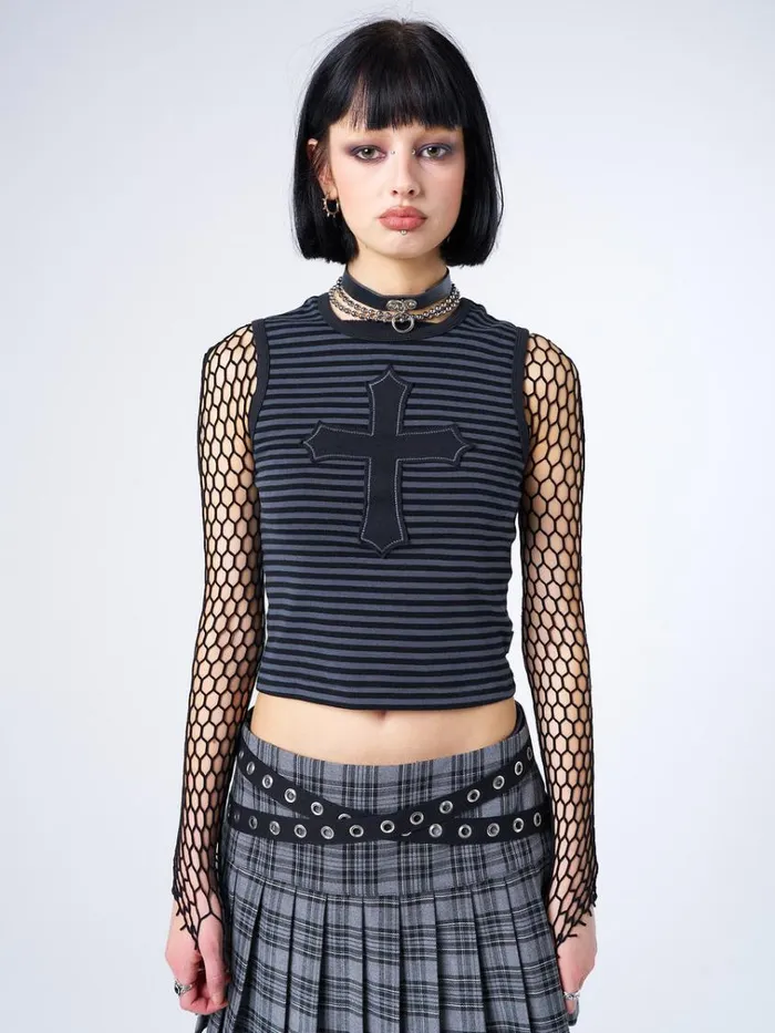 Clothing Anastasia Cross Striped Tank Top Minga London Tank Tops