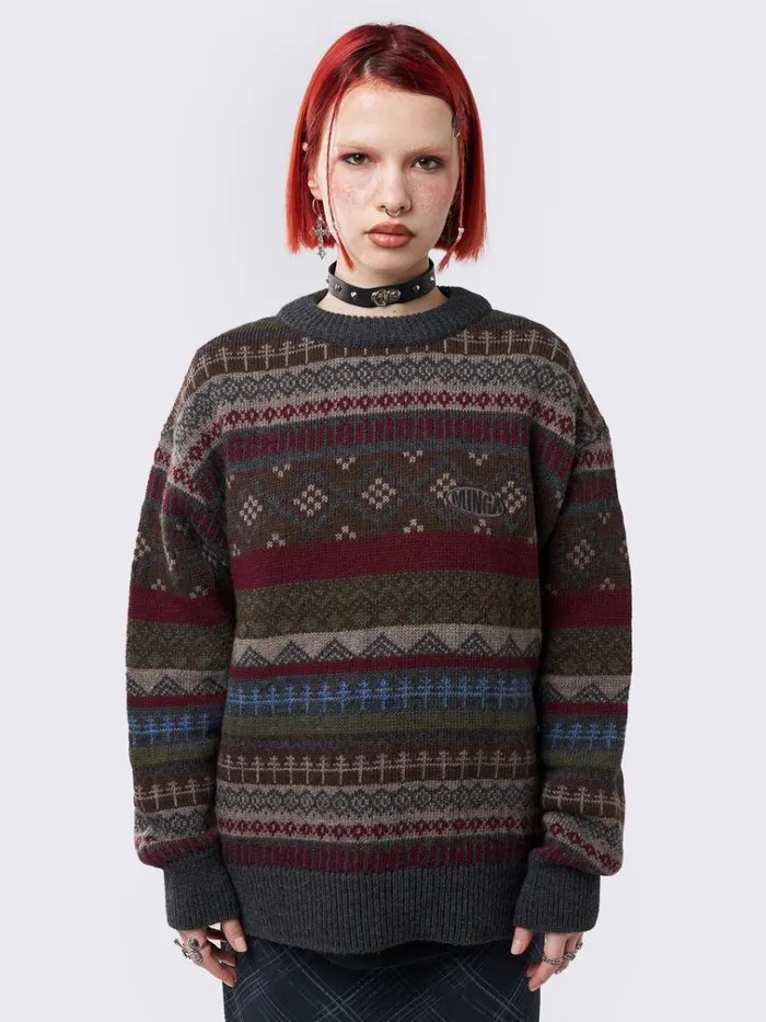 Clothing Ashton Jacquard Knit Sweater Minga London Sweaters