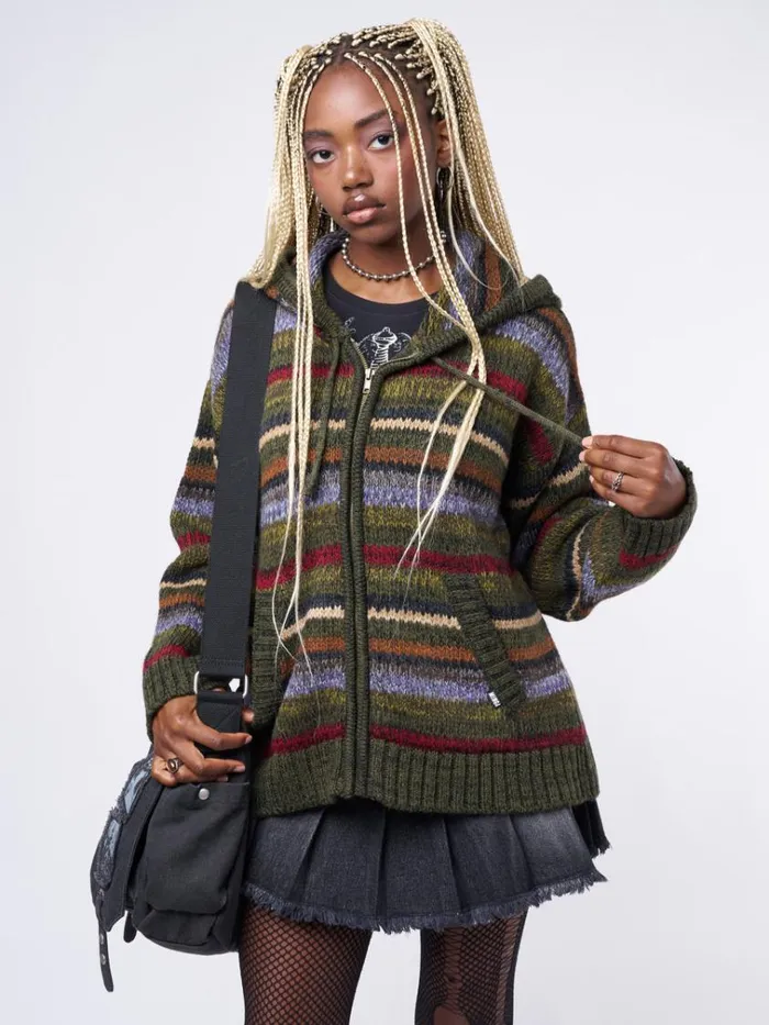Clothing Aya Oversized Knitted ZipUp Hoodie Minga London Jackets