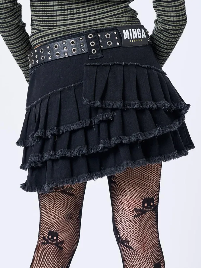 Clothing Azelia Black Pleated Mini Skirt Minga London Skirts