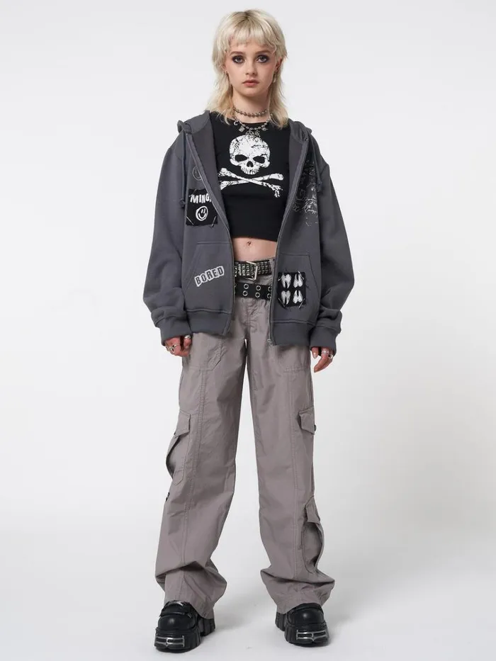 Clothing Billie Patch Prints Oversized Zip Up Hoodie Minga London Jackets