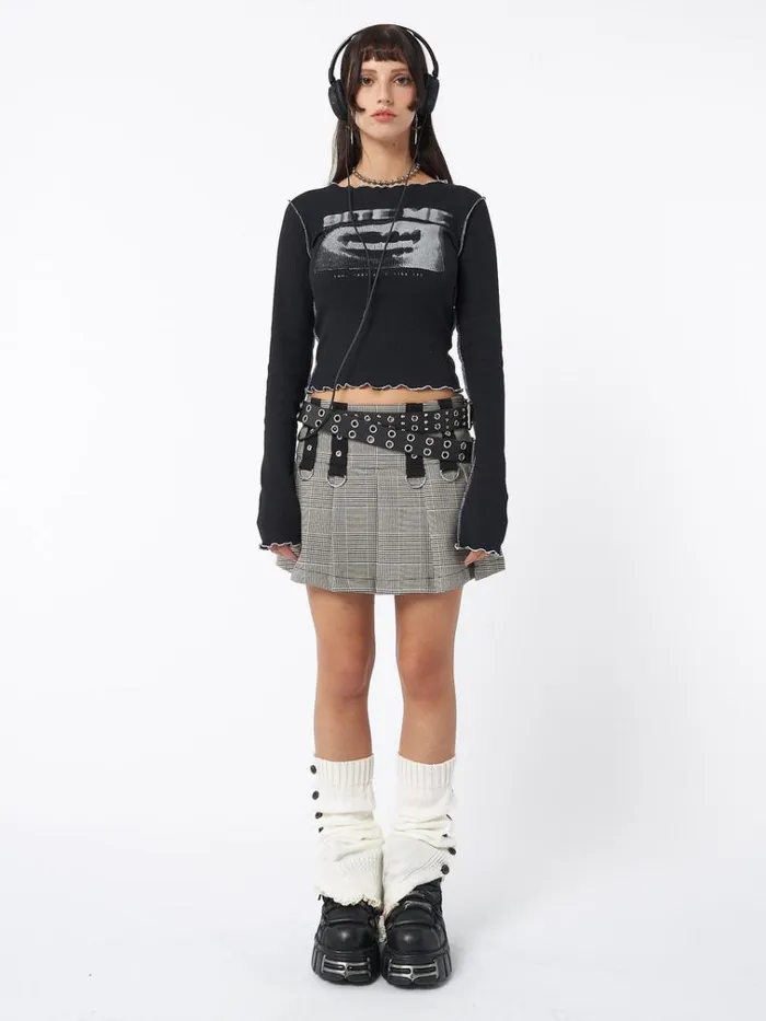 Clothing Bite Me Black Rib Top Minga London Long Sleeve Tops