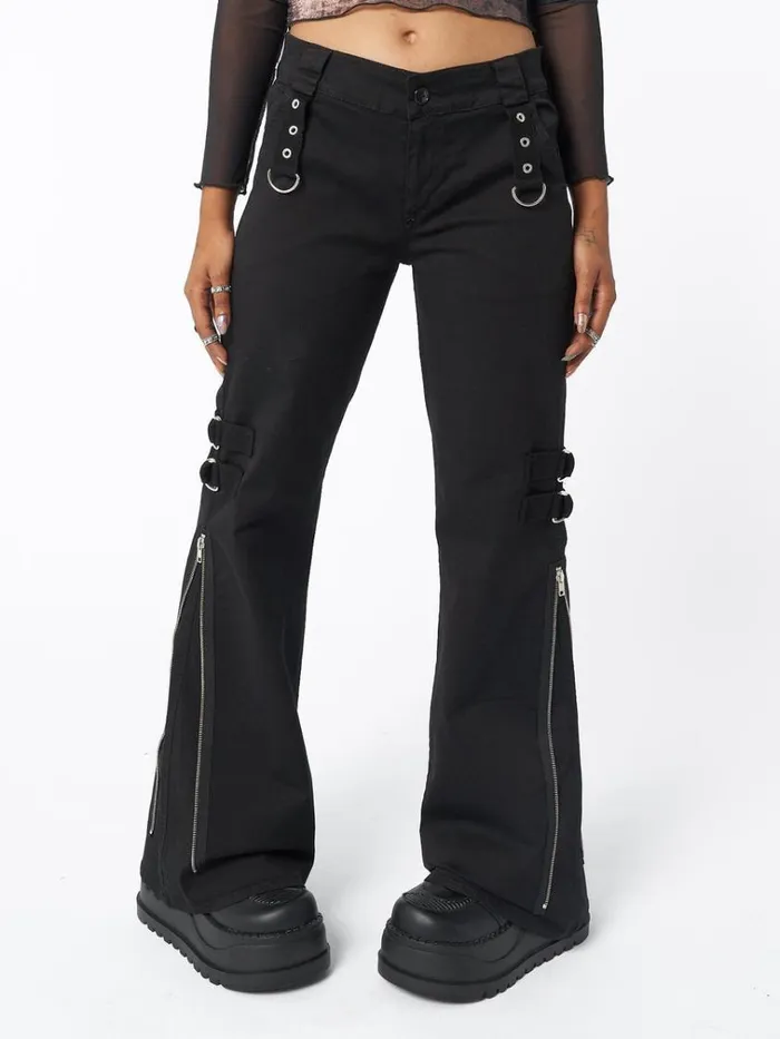 Clothing Black Rave Zip Pants Minga London Cargo