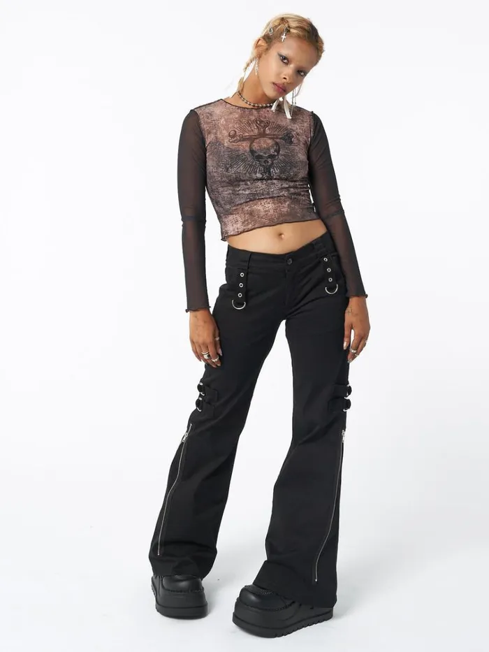 Clothing Black Rave Zip Pants Minga London Cargo