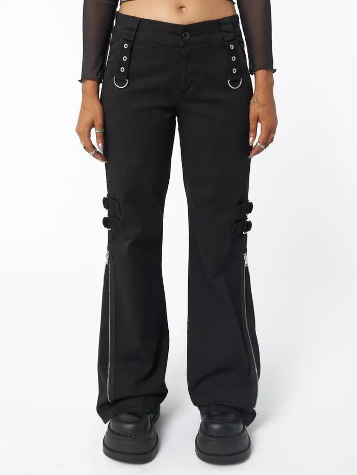 Clothing Black Rave Zip Pants Minga London Cargo