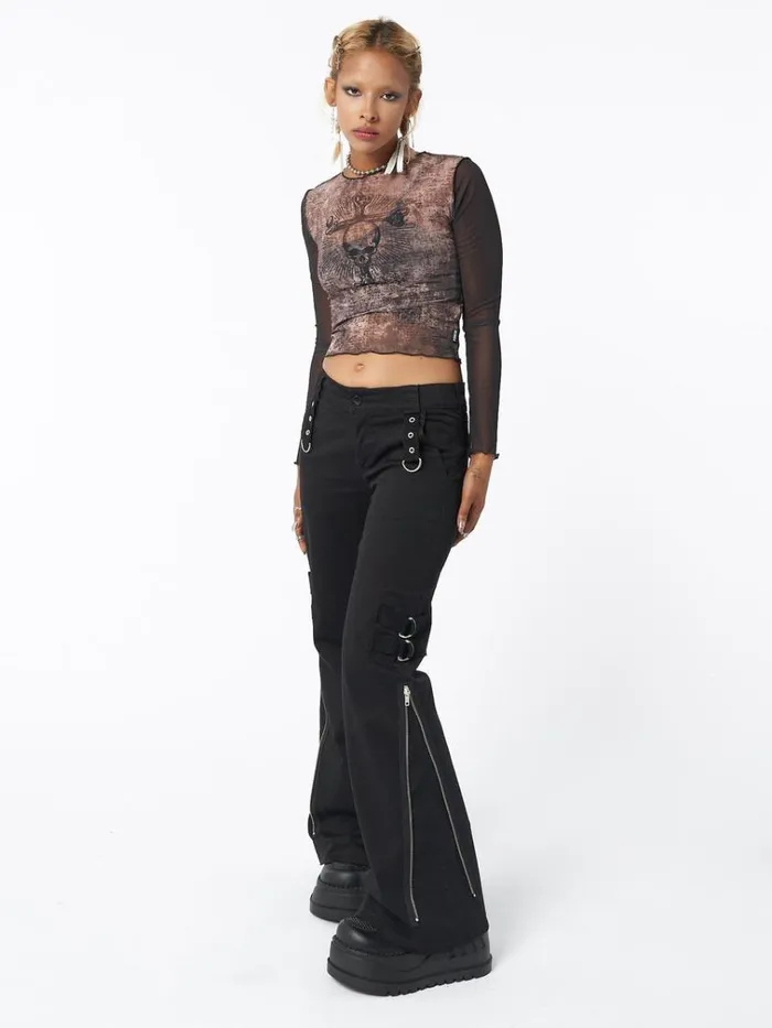 Clothing Black Rave Zip Pants Minga London Cargo