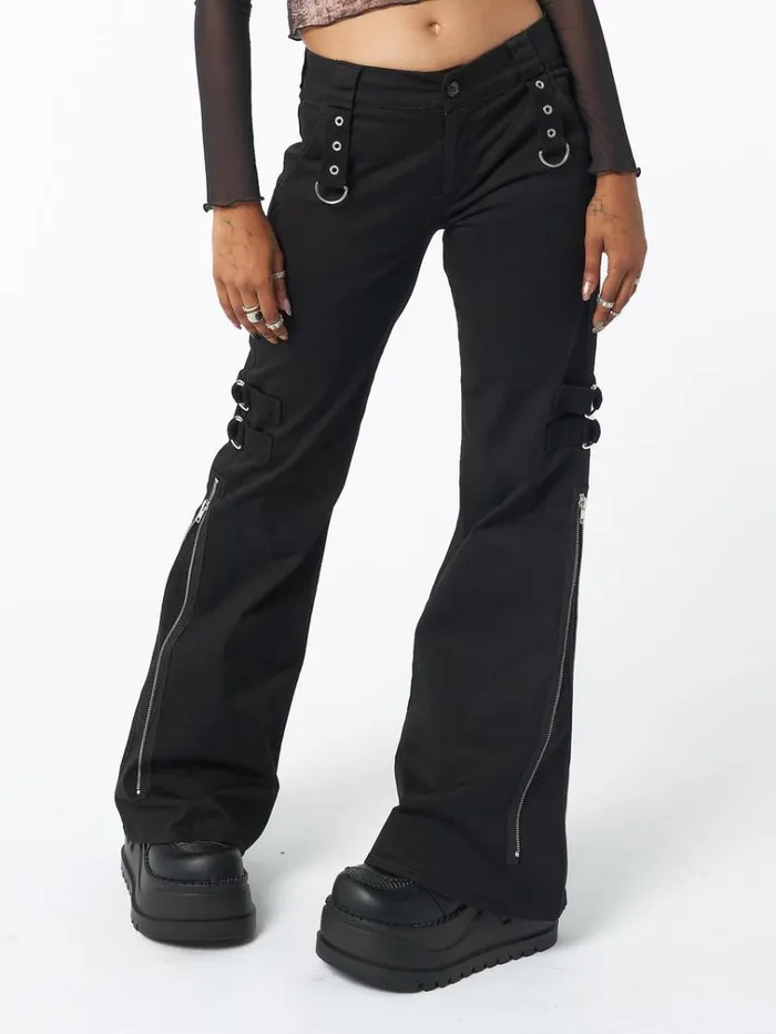 Clothing Black Rave Zip Pants Minga London Cargo