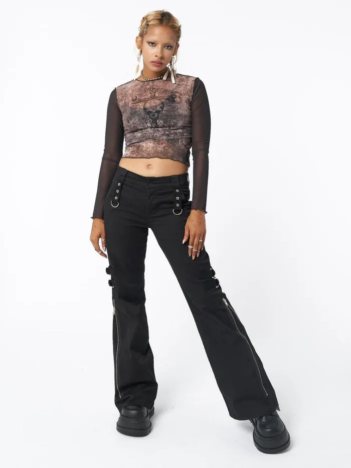 Clothing Black Rave Zip Pants Minga London Cargo