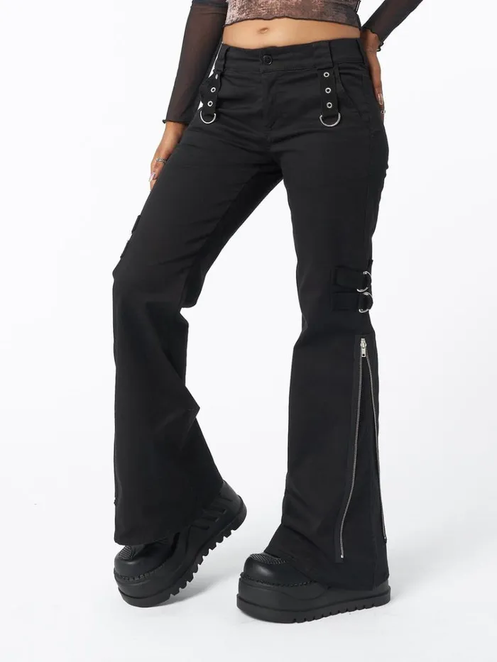 Clothing Black Rave Zip Pants Minga London Cargo
