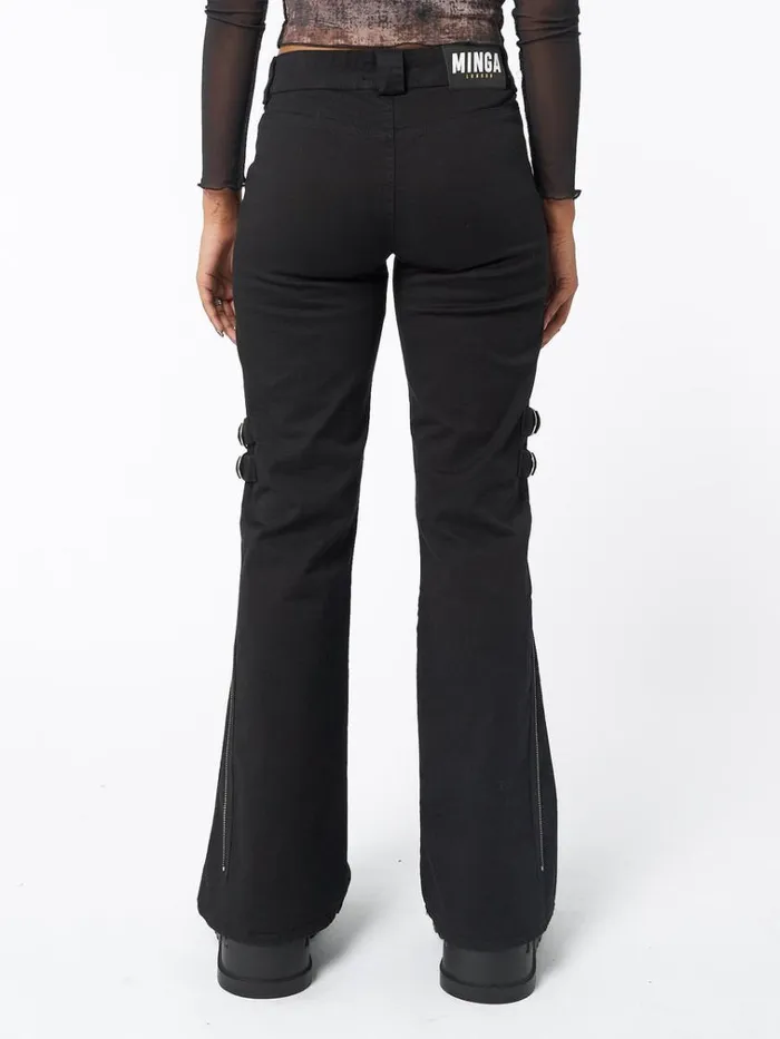 Clothing Black Rave Zip Pants Minga London Cargo
