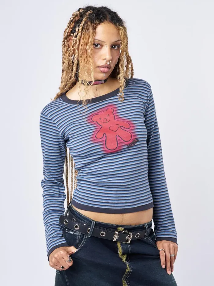 Clothing Bloody Teddy Blue Striped Top Minga London Long Sleeve Tops