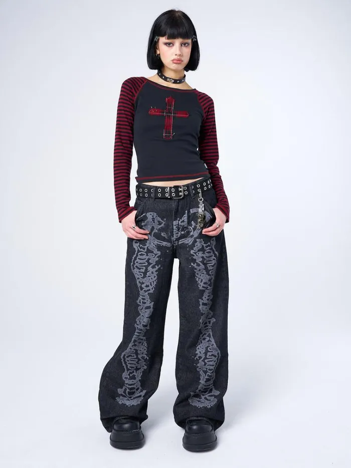Clothing Bones Black Washed Jeans Minga London Jeans