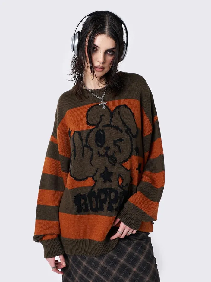 Clothing Boppin Jacquard Striped Knit Sweater Minga London Sweaters