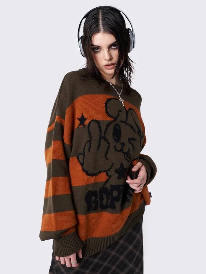 Clothing Boppin Jacquard Striped Knit Sweater Minga London Sweaters