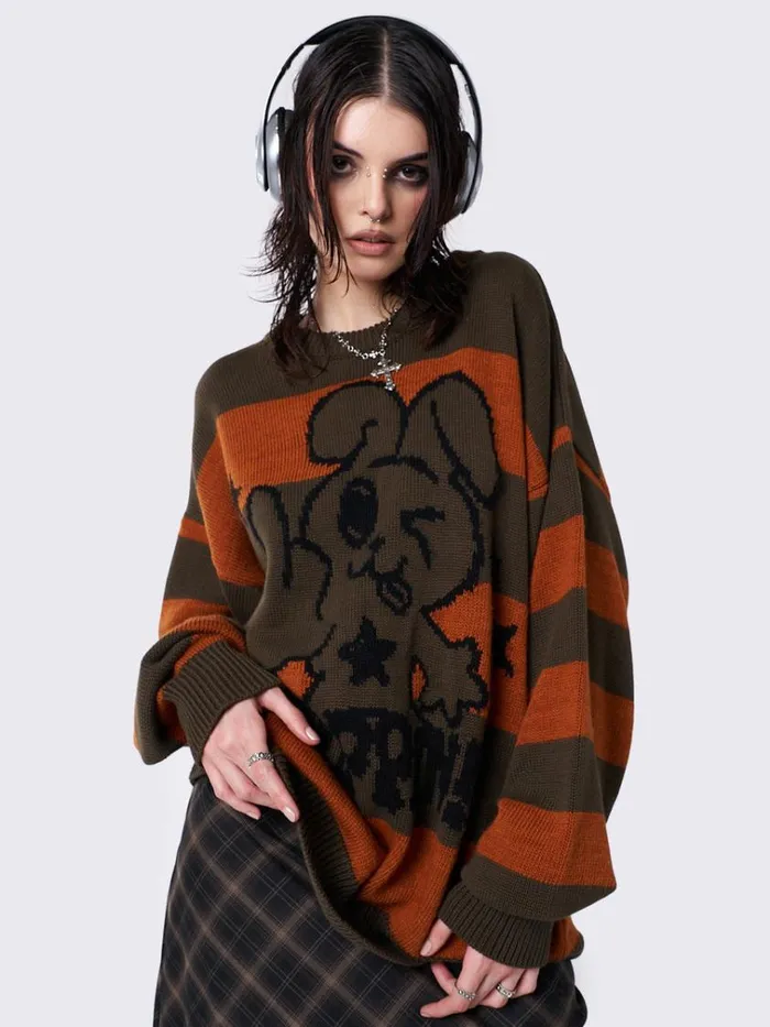 Clothing Boppin Jacquard Striped Knit Sweater Minga London Sweaters