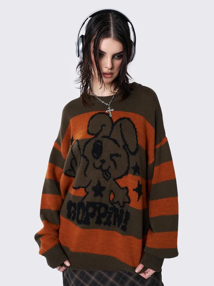 Clothing Boppin Jacquard Striped Knit Sweater Minga London Sweaters