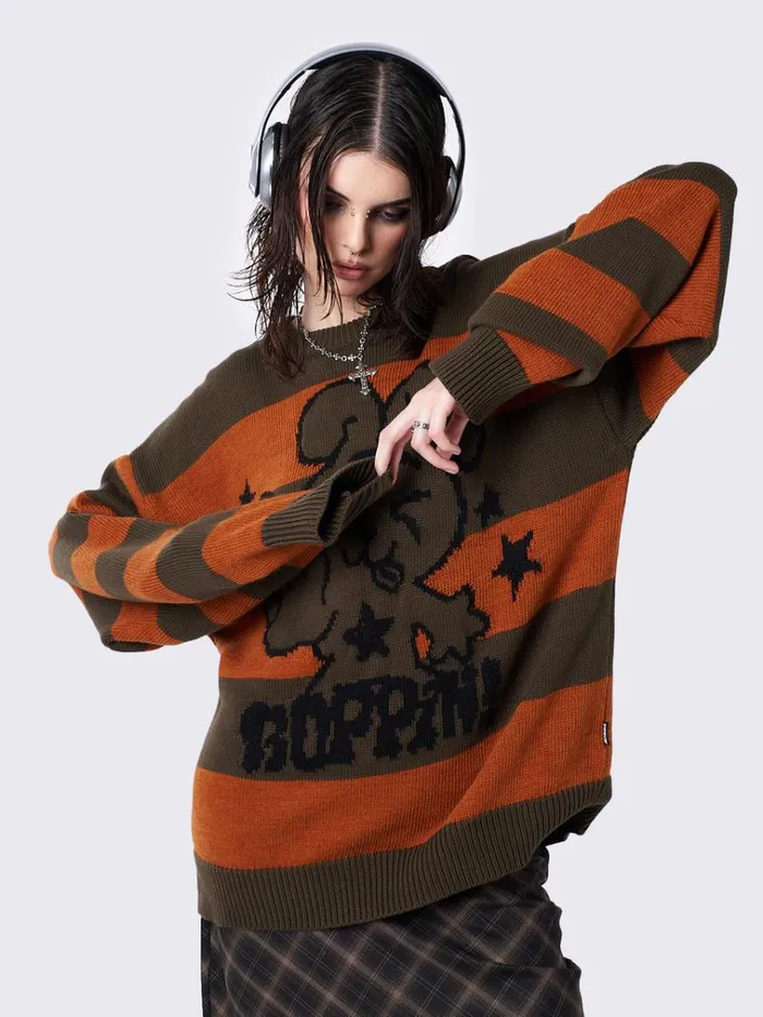 Clothing Boppin Jacquard Striped Knit Sweater Minga London Sweaters