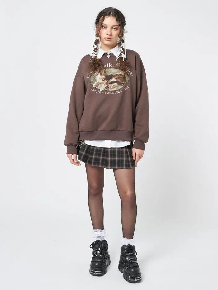 Clothing Cant Talk Cat Embroidered Sweatshirt Minga London Sweatshirts