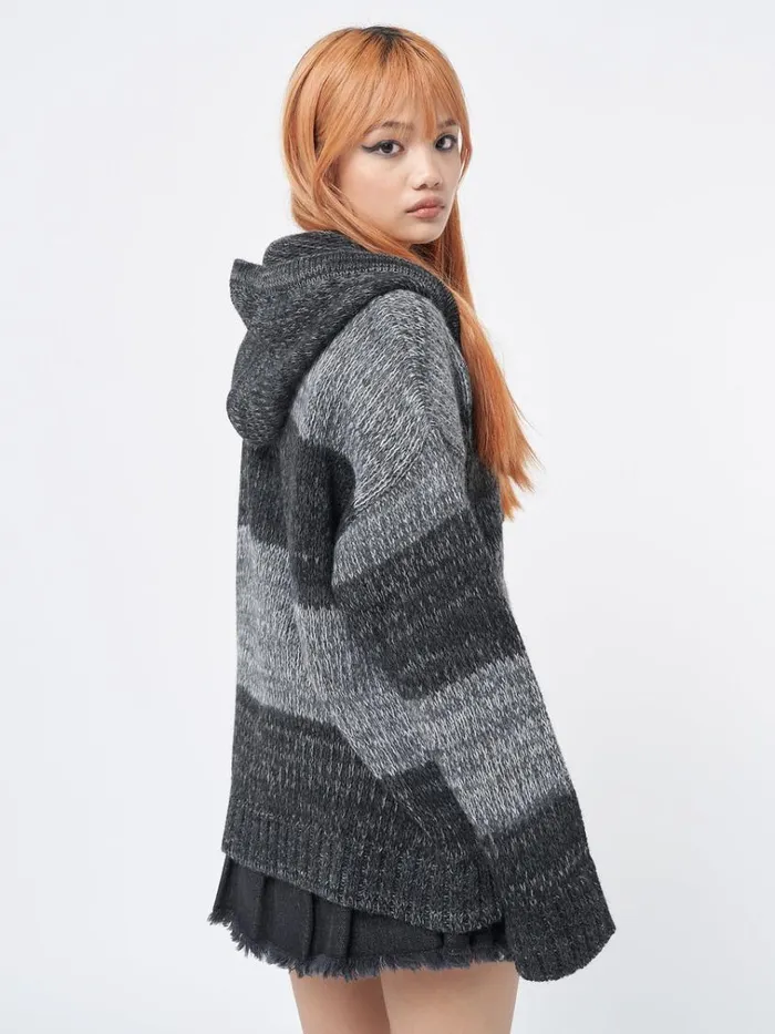 Clothing Carbon Oversized Knitted ZipUp Hoodie Minga London Jackets