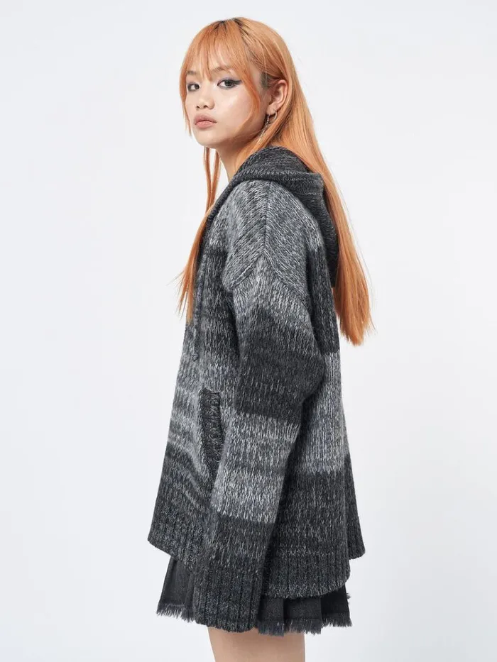 Clothing Carbon Oversized Knitted ZipUp Hoodie Minga London Jackets
