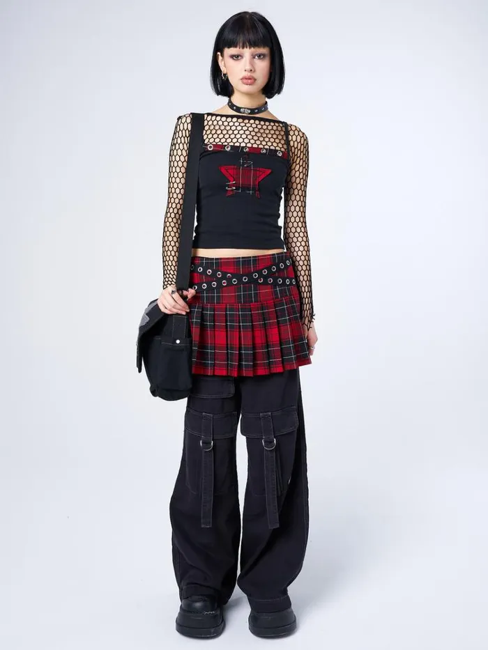 Clothing Carrie Plaid Star Cami Top Minga London Crop Tops
