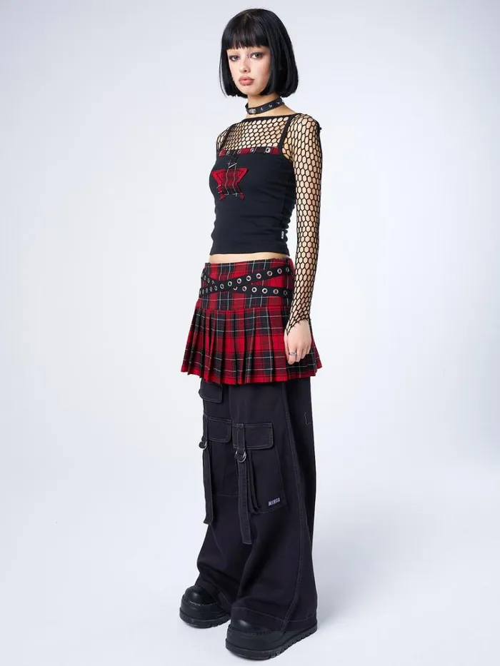 Clothing Carrie Plaid Star Cami Top Minga London Crop Tops