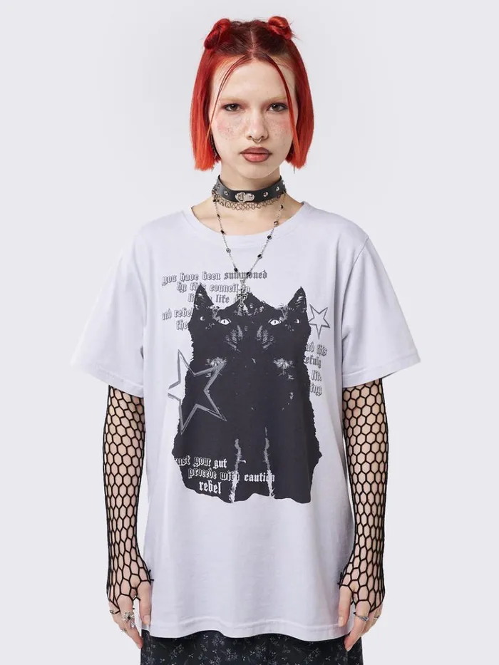 Clothing Cautious Kitty Graphic Tshirt Minga London Graphic Tees