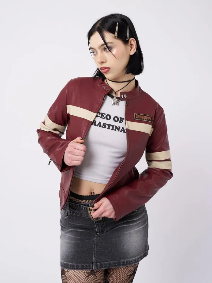 Clothing Chiara Red Vegan Racer Jacket Minga London Jackets