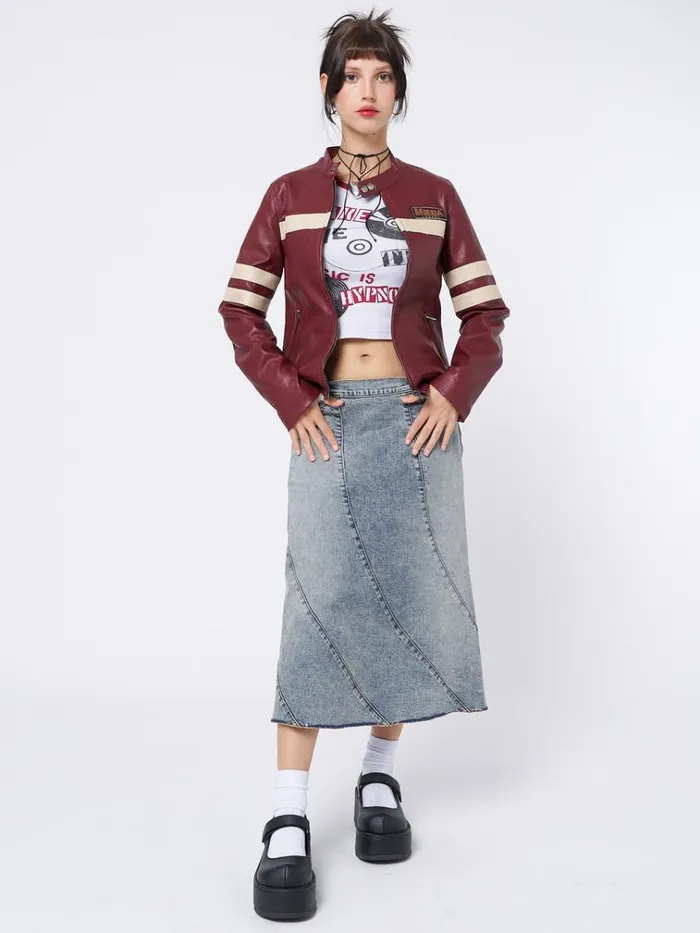 Clothing Chiara Red Vegan Racer Jacket Minga London Jackets