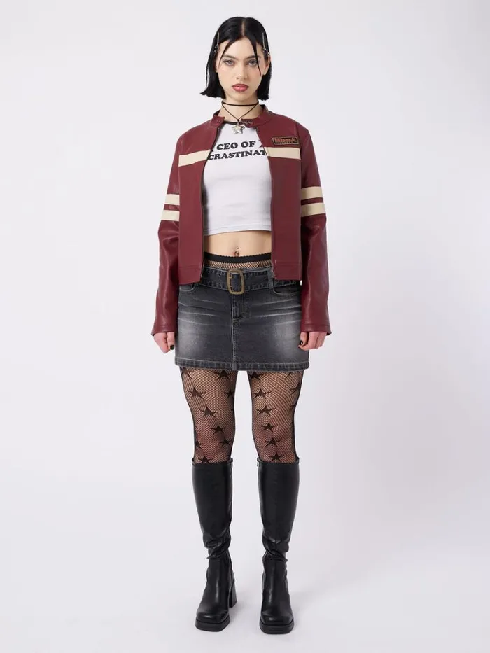 Clothing Chiara Red Vegan Racer Jacket Minga London Jackets
