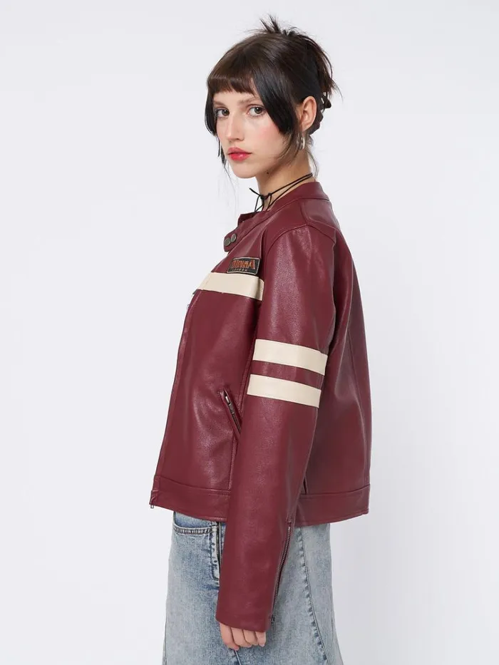 Clothing Chiara Red Vegan Racer Jacket Minga London Jackets