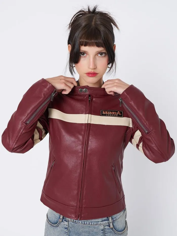Clothing Chiara Red Vegan Racer Jacket Minga London Jackets