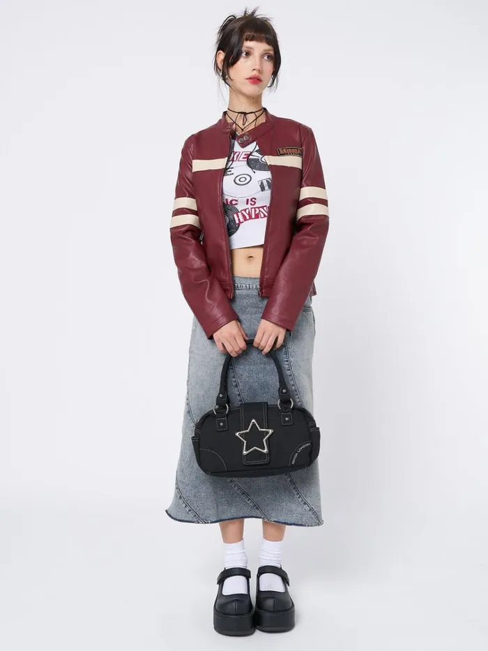 Clothing Chiara Red Vegan Racer Jacket Minga London Jackets