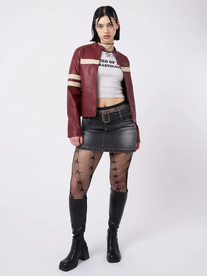 Clothing Chiara Red Vegan Racer Jacket Minga London Jackets