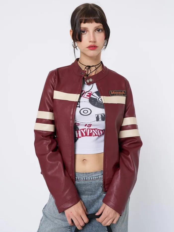 Clothing Chiara Red Vegan Racer Jacket Minga London Jackets