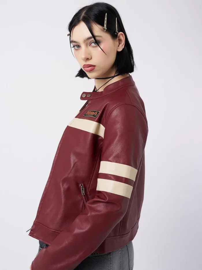 Clothing Chiara Red Vegan Racer Jacket Minga London Jackets