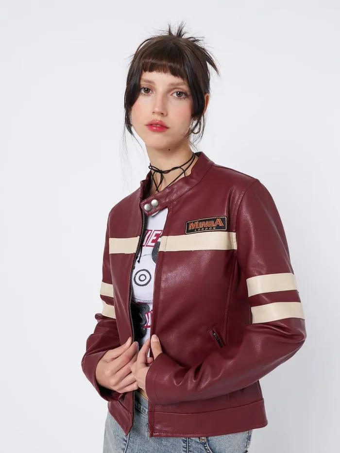 Clothing Chiara Red Vegan Racer Jacket Minga London Jackets