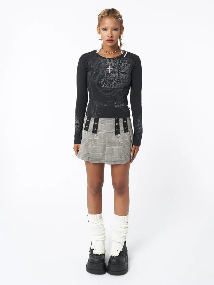 Clothing Cross Me Black Graphic Top Minga London Long Sleeve Tops
