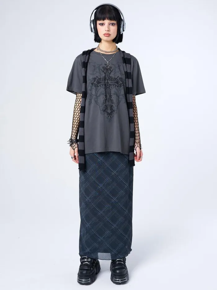Clothing Cryptic Cross Graphic Grey Tshirt Minga London Graphic Tees