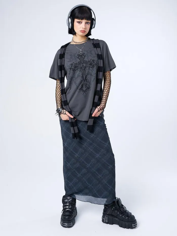 Clothing Cryptic Cross Graphic Grey Tshirt Minga London Graphic Tees