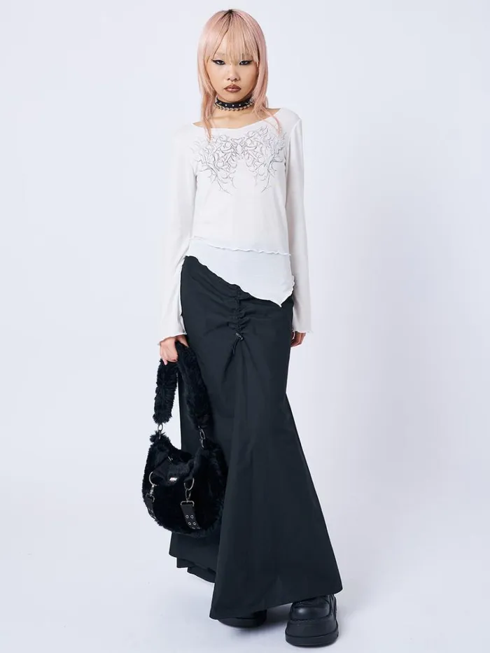 Clothing Cryptic Love White Asymmetric Top Minga London Long Sleeve Tops
